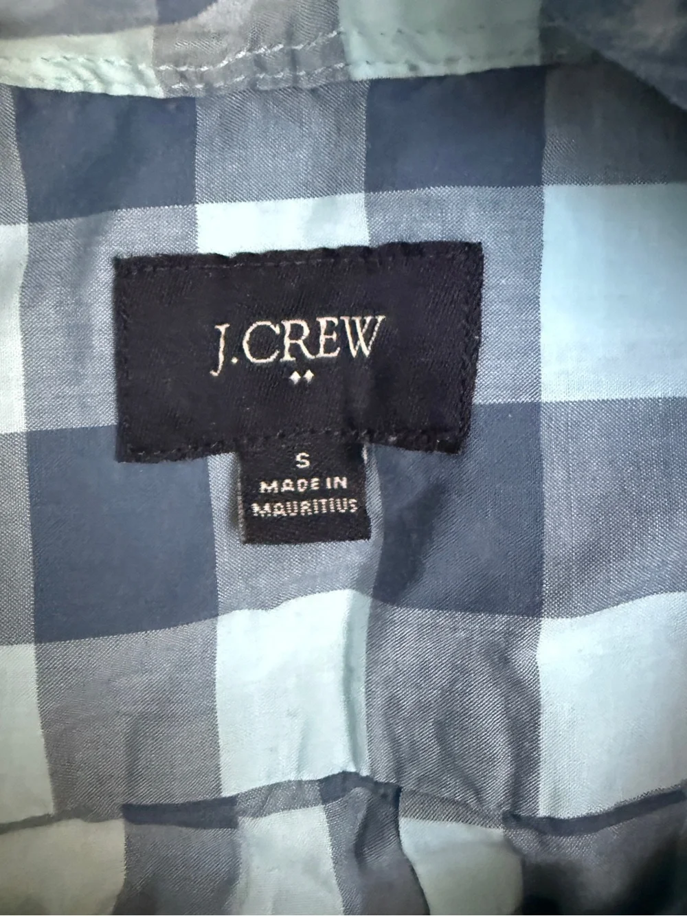 J. Crew Light and Dark Blue Gingham Short-Sleeve Button-Down Shirt